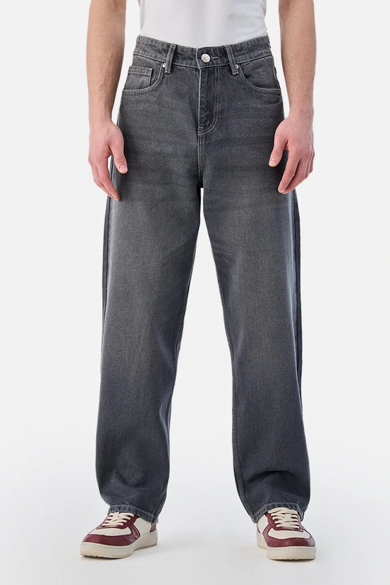 Snitch Grey Washed Loose Fit Jeans for Men | Best Price UAE
